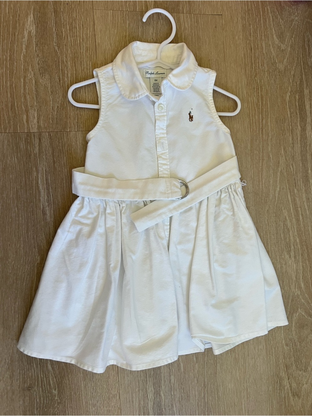 Polo by Ralph Lauren Girls' White Sleeveless Polo Shirt Dress with Belt